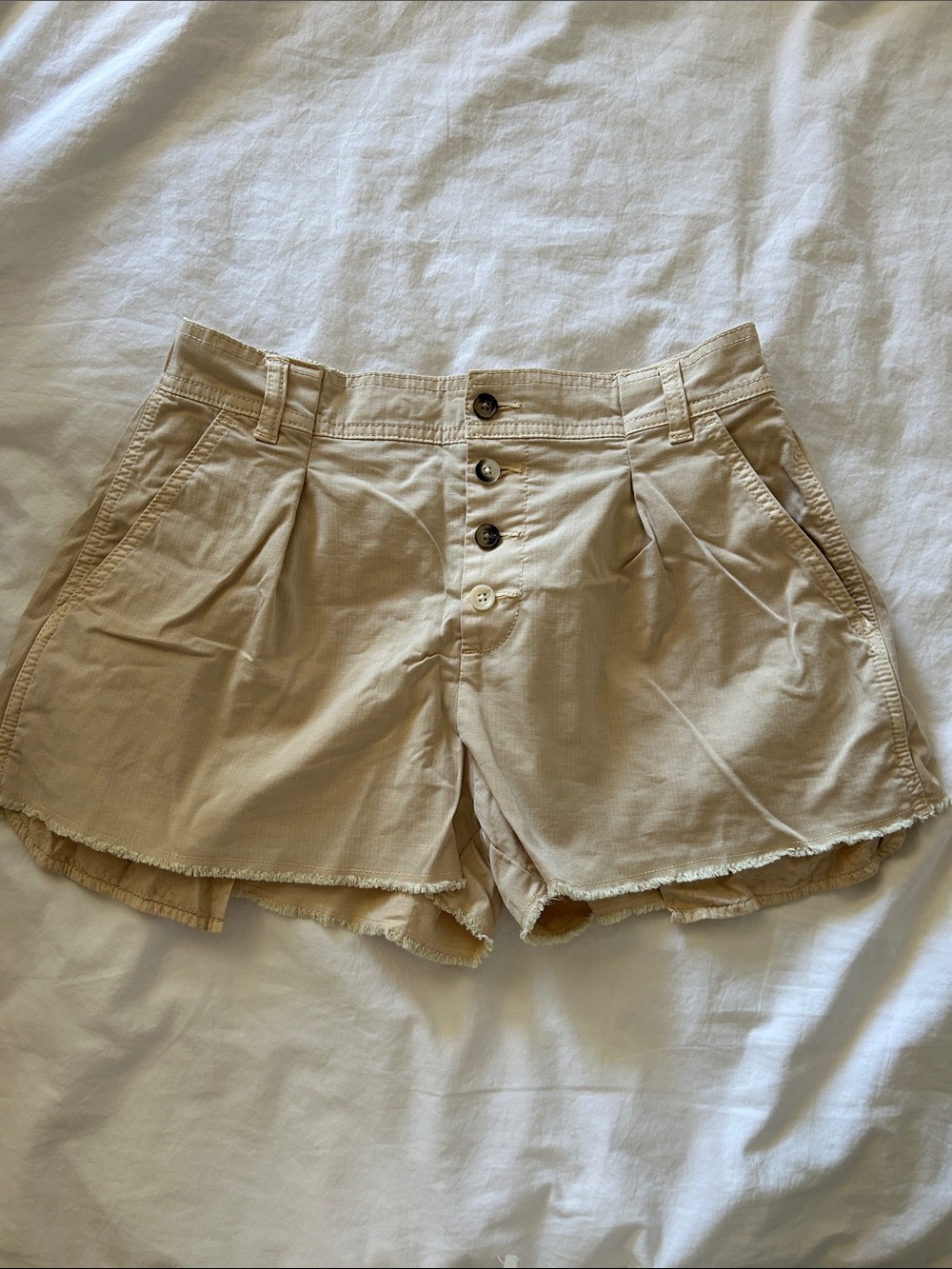Anthropologie Linen Blend Pleated Pocket Button Shorts - Picture 6 of 9